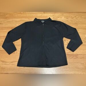 Men’s Cezani Zip Up Collared Black Sweater. Merino Wool and Acrylic.